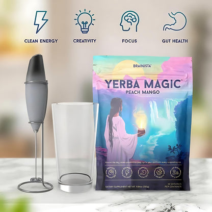 Yerba Magic – Yerba Mate Tea Instant Powder Super Drink with Nootropics, Prebiotics & Probiotics – Clean Energy, Mental Clarity & Gut Wellness | Low Sugar, Natural Caffeine