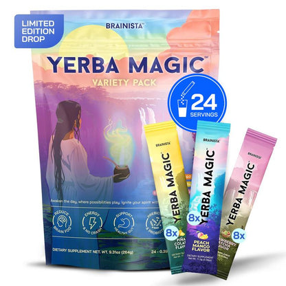 Yerba Magic – Yerba Mate Tea Instant Powder Super Drink with Nootropics, Prebiotics & Probiotics – Clean Energy, Mental Clarity & Gut Wellness | Low Sugar, Natural Caffeine