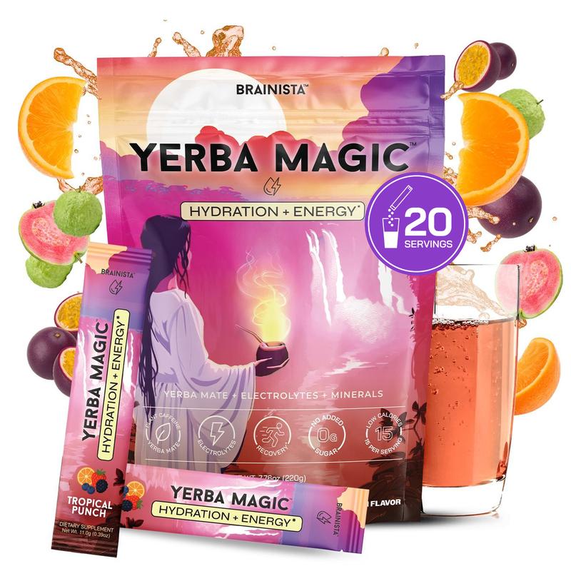 Yerba Magic – Yerba Mate Tea Instant Powder Super Drink with Nootropics, Prebiotics & Probiotics – Clean Energy, Mental Clarity & Gut Wellness | Low Sugar, Natural Caffeine